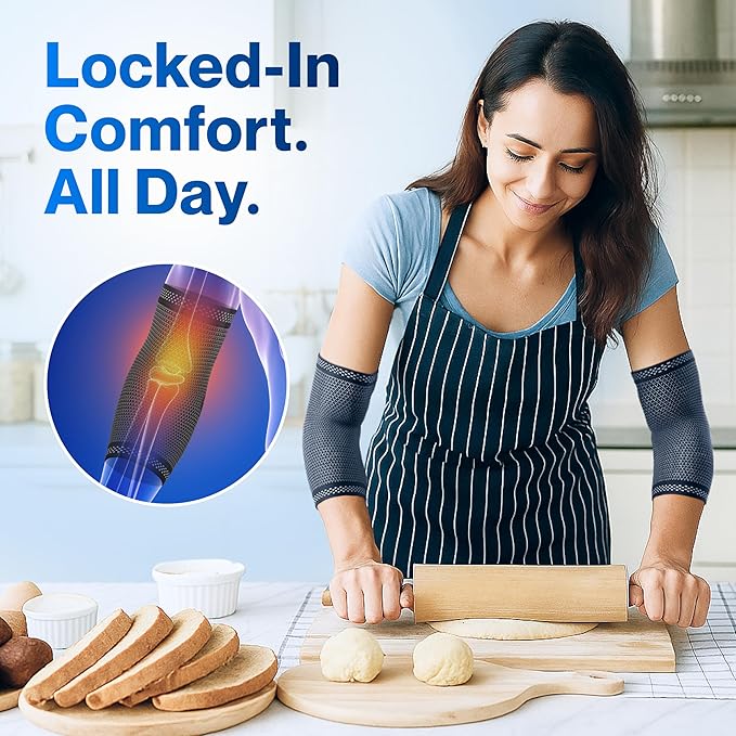 Modvel 2 Pack Elbow Brace - Golfer's Elbow Compression Sleeve Support for Joint Pain Relief, Recovery, Tendonitis Braces, Tennis Elbows Brace For Men & Women, Workout & Weightlifting Arm Wrap