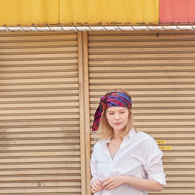 CHARM Tie-Dye Womens & Mens Workout Headband, Hand-dyed Elastic Hippie Tie Sweatband for Sports & Fashion