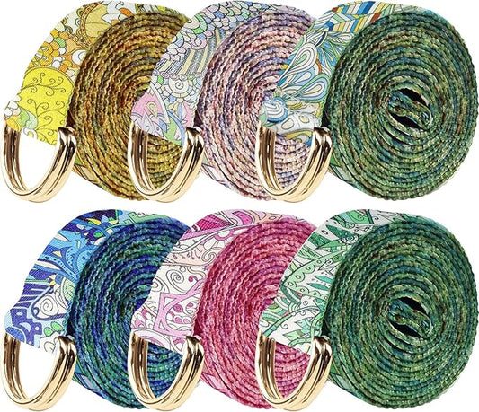 6 Packs Yoga Strap for Stretching Yoga Belt Adjustable Straps for Non Elastic Stretching Strap Exercise Straps for Pilates