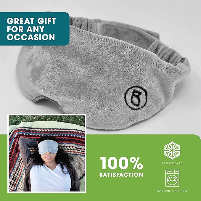 BARMY Weighted Sleep Mask for Women and Men (0.8lb/13oz) Weighted Eye Mask for Sleeping, Eye Cover Blocks Light Helps Relaxation and Night Sleep, Comfortable Blackout Sleeping Mask, Gray