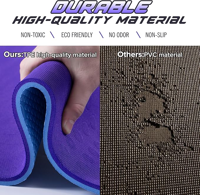 JELS Extra Thick Yoga Mat, 2/5 inch, Ergonomic 3D Non Slip Design, SGS Certified TPE Material, Yoga Mat for Men Women with Carrying Strap,Exercises Mat for Yoga, Pilates and Floor Workout(72"x26")…