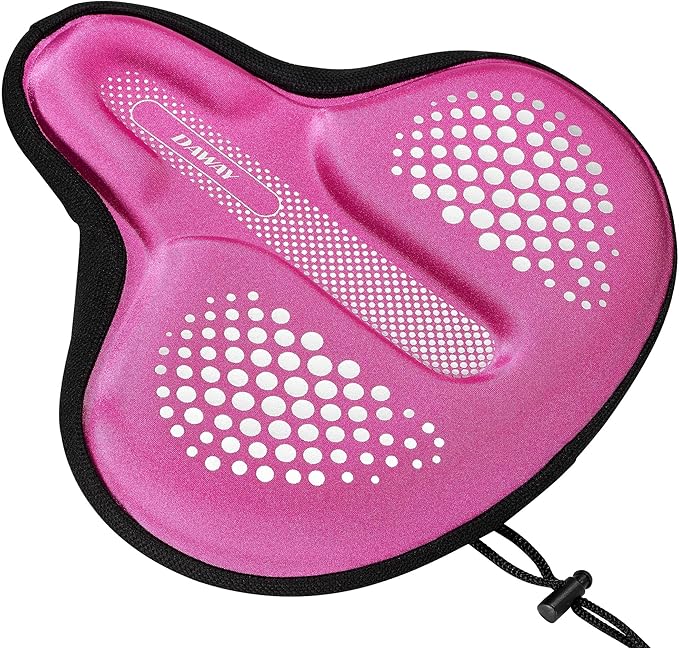 DAWAY Comfortable Bike Seat Cover - Silicone Gel & Memory Foam Padded Bike Seat Cushion for Men Women - Soft Bicycle Saddle Cover for Peloton, Stationary Exercise, Mountain Road Bikes - XL/Large/Small