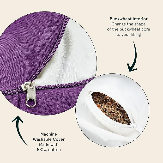 Retrospec Sedona Zafu Meditation Cushion Filled w/Buckwheat Hulls - Yoga Pillow for Meditation Practices - Machine Washable 100% Cotton Cover & Durable Carry Handle Round & Crescent, 1 Ct (Pack of 1)