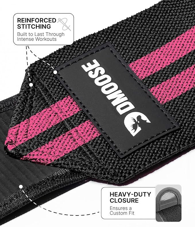 DMoose Fitness Elbow Wraps for Weightlifting (Pair) 40" Adjustable Brace for Joint Support, Pain Relief & Tendonitis - Elbow Straps for Weight Lifting, Bench Press & Gym Workouts, Band for Men & Women