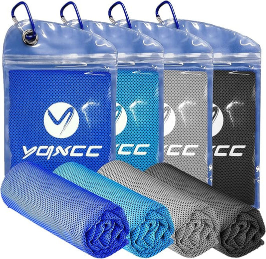YQXCC Cooling Towels | 4 Pack 40"x12" | Cool for Neck | Microfiber Soft Breathable Chilly | for Sports, Yoga, Golf, Gym, Camping, Running, Workout & More Activities