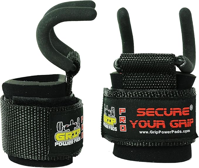 Weight Lifting Rod Hooks Heavy Duty Wrist Wraps Power Weight Lifting Training Gym Grips Straps Set of 2