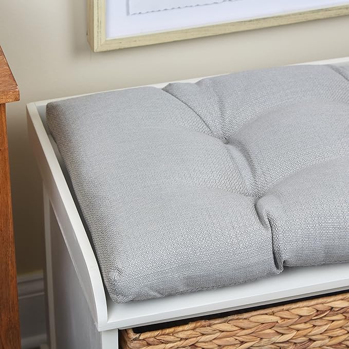 Klear Vu The Gripper Omega Non-Slip Tufted Bench Cushion for Indoor Furniture, Entryway Storage, Bay Window, Corner Nook or Piano Seat, 33 Inches, 04 Gray