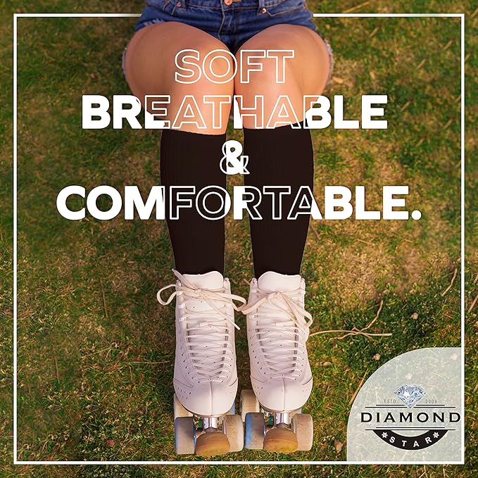 Diamond Star Men's 6 Pack Athletic Tube Socks Running Sports OVER THE CALF Full Cushioned Premium Soft Cotton Big and Tall