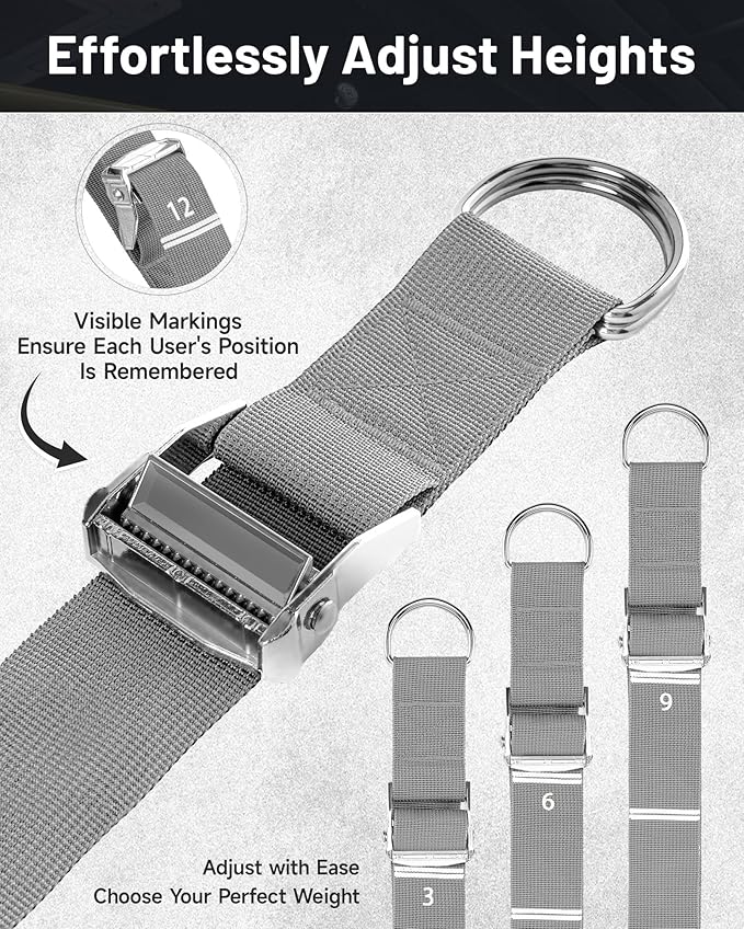 MANUEKLEAR Heavy Duty Resistance Bands for Pull Ups, Pull Up Assistance Bands with Scale Tracking Feature, Adjustable Pull Up Assist Band with Five 50-Pound Pull Up Bands and Fabric Feet/Knee Rest