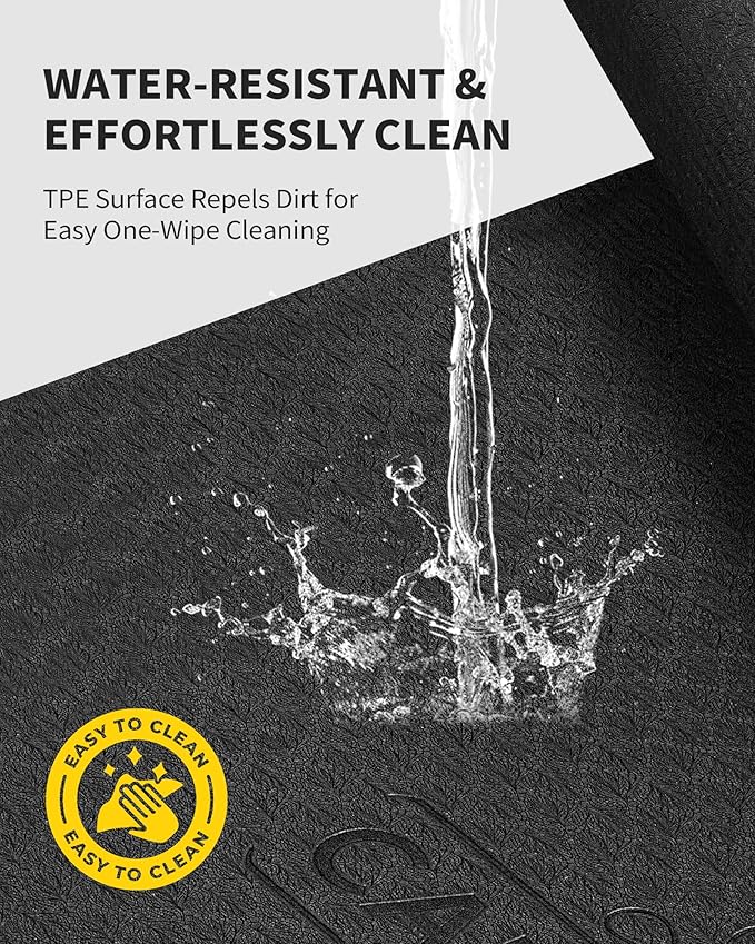 CAMBIVO Large Yoga Mat (6'x 4'), Extra Wide Workout Mat for Men and Women, Yoga Mat Thick 1/3 &1/4 Exercise Mats for Home Workout, Yoga, Pilates (Black,1/4 inch)