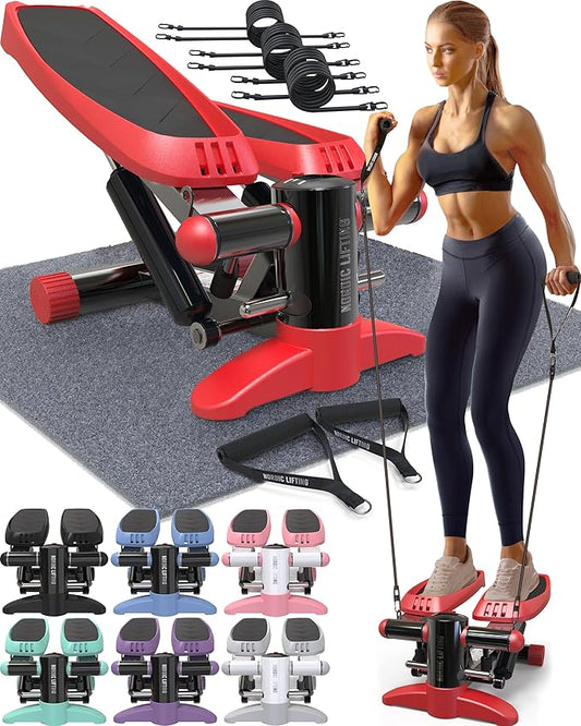 Nordic Lifting Mini Stepper Machine – Stair Climber w/Resistance Bands & LCD – Home Workout Stepper