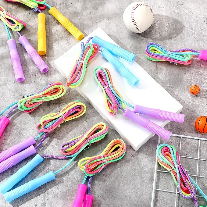 48 pcs Jump Rope Bulk for Kids 7.22 ft Adjustable Gradient Rainbow Color Skipping Rope Outdoor Exercise Fitness Equipment for Back to School Class Playground Activities Set