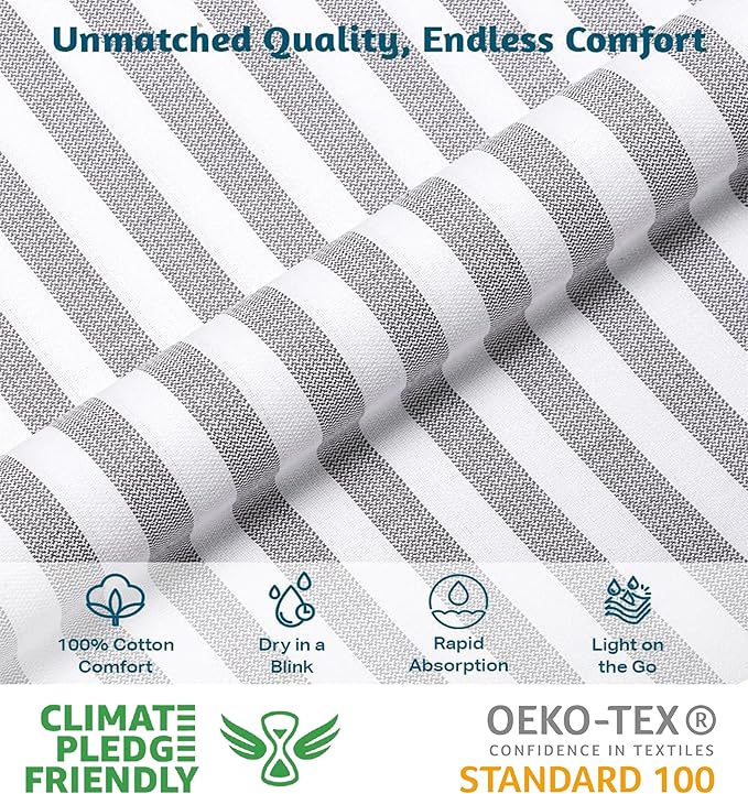 Urban Villa Set of 6 Peshtemal Turkish Beach Towel Oversized 36x72 Absorbent Extra Large - Sand Free Quick Dry Bath Towels - Lightweight Travel Cruise Camping Spa Towels - Grey