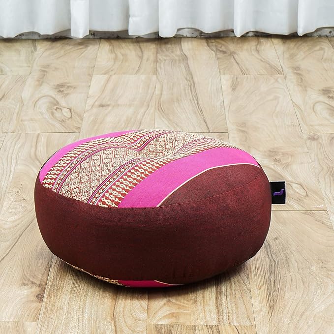 Leewadee Meditation Cushion Set – 1 Small Zafu Yoga Pillow and 1 Small Roll-Up Zabuton Mat Filled with Kapok