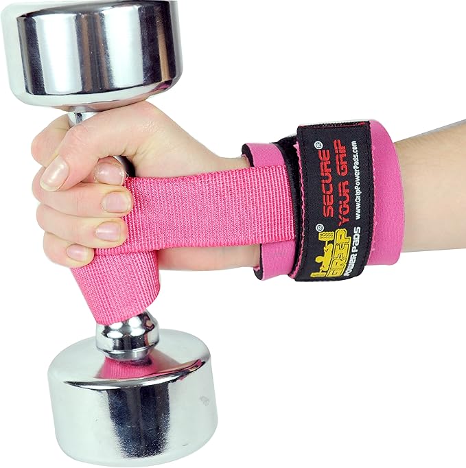 Heavy Duty Lifting Straps Neoprene Padded 1 Pair Wrist Wraps & Rubbery Grip Support Straps with Cotton Coated Rubber on One Side