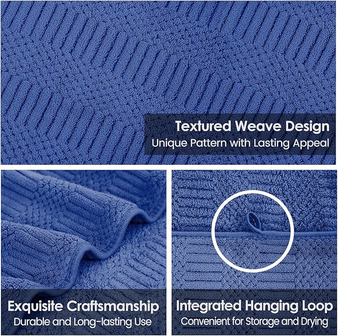 JML Microfiber Bath Towels, Large Bathroom Towel 2 Pack (30" x 60"), Oversized, Soft, Super Absorbent and Fast Drying, Multipurpose Use for Sport, Fitness, Yoga, Diamond Cross Grid Navy