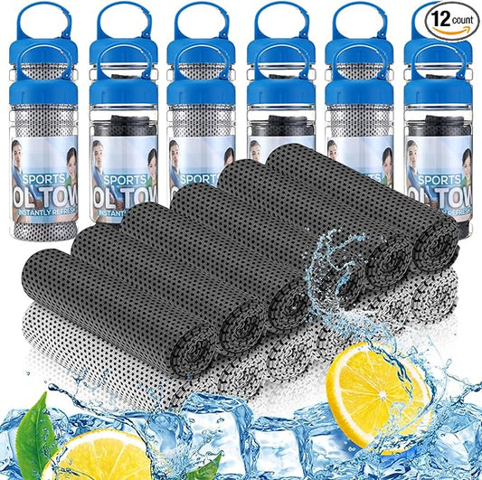 12 Pack 32 x 12 in Cooling Towels Bulk for Neck and Face Microfiber Ice Towel Sweat Towels Breathable Soft Chilly Towel Portable Cool Neck Rags for Yoga Sport Gym Workout Fitness
