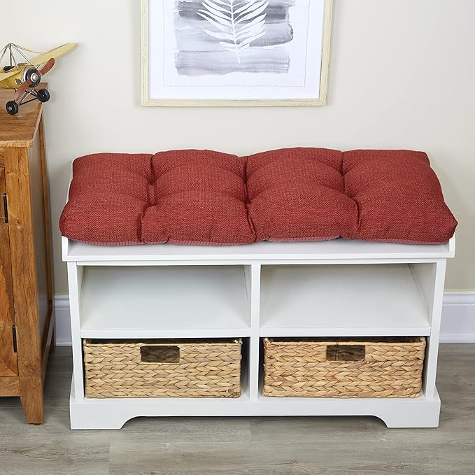 Klear Vu The Gripper Omega Non-Slip Tufted Bench Cushion for Indoor Furniture, Entryway Storage, Bay Window, Corner Nook or Piano Seat, 33 Inches, 09 Flame