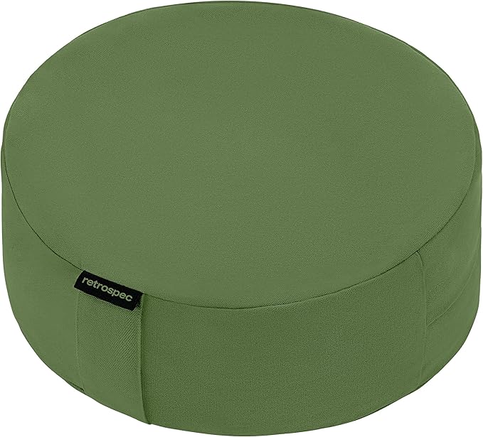 Retrospec Sedona Zafu Meditation Cushion Filled w/Buckwheat Hulls - Yoga Pillow for Meditation Practices - Machine Washable 100% Cotton Cover & Durable Carry Handle, Round