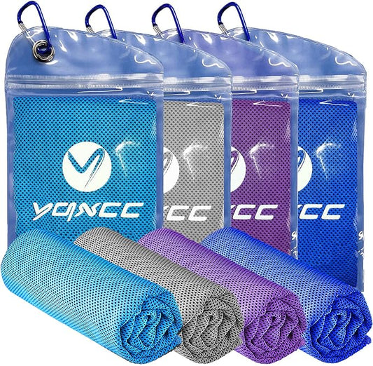 YQXCC Cooling Towels | 4 Pack 40"x12" | Cool for Neck | Microfiber Soft Breathable Chilly | for Sports, Yoga, Golf, Gym, Camping, Running, Workout & More Activities