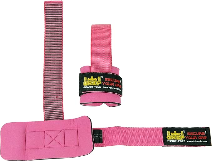Heavy Duty Lifting Straps Neoprene Padded 1 Pair Wrist Wraps & Rubbery Grip Support Straps with Cotton Coated Rubber on One Side