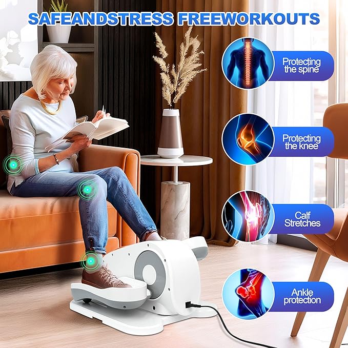 Under Desk Elliptical Machine-Elliptical Exercise Machine,Portable Silent Elliptical Machine for Seniors with Remote Control,12 Speeds & Mute Function,Manual & Auto Mode