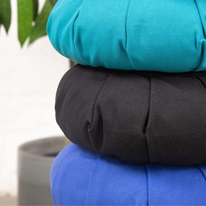 Myga Zafu Yoga Meditation Cushion with Washable Cover - Floor Cushion Pillow with Natural Buckwheat Filling - Soft Round Cotton Design for Meditating or Pranayama Exercises
