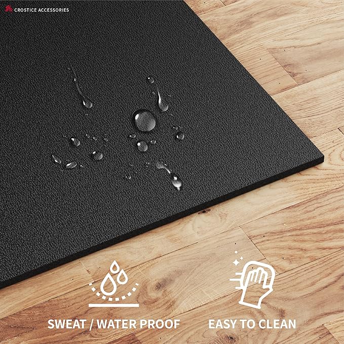 Double Mat Compatible with Peloton Bike, Row & Concept 2 Rowing Machine, Thickness 6mm, Bike Trainer Accessories, Mat Protect Hardwood Floor Carpet, for Home Gym Exercise