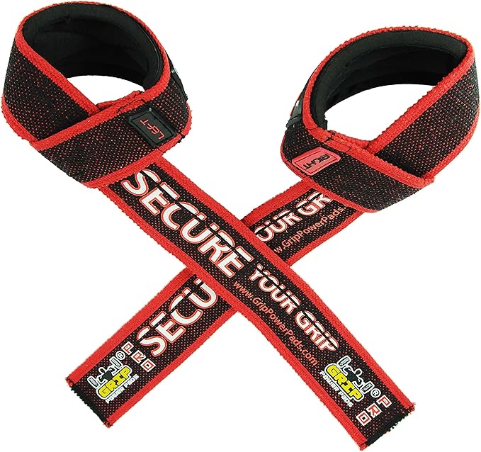 PRO Level Cotton Lifting Straps with Neoprene Wrist Pad Support & Silicone Grip Enhancement - Up to 24" Long Weightlifting Straps & 2" Wide for Maximum Support by Grip Power Pads