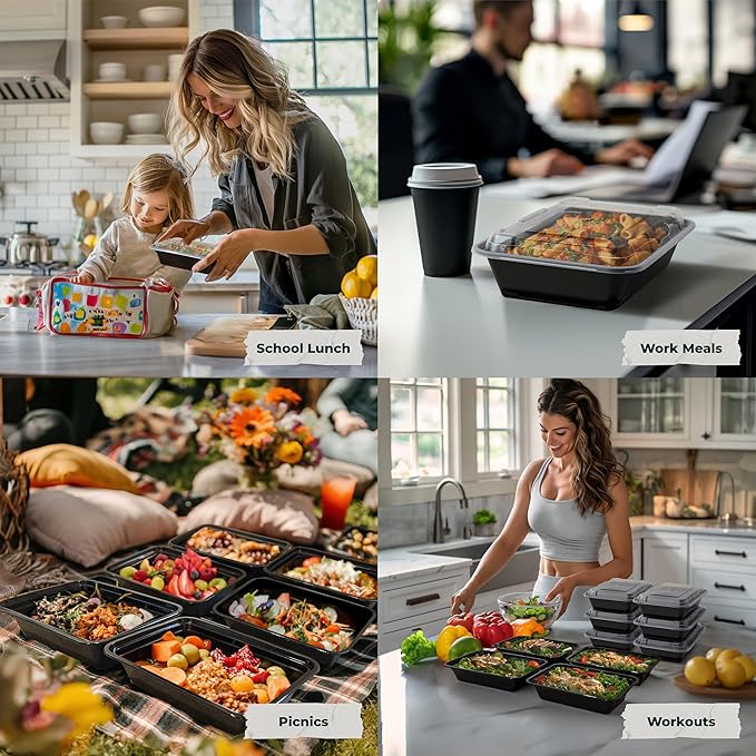 Enther Meal Prep Containers 12 Pack 1 Compartment Single Lids Food Storage Bento BPA Free | Stackable | Reusable Lunch Boxes, Microwave/Dishwasher/Freezer Safe Portion Control (28 oz)