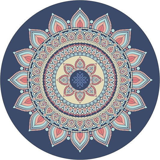 nuveti Large Meditation Mat Round Yoga Mat Pilates Yoga Mat 3.5mm Thick Natural Tree Rubber Base Non Slip, Extra Thick Grip. Thicker, Longer, and Wider for More Comfort and Support(55''x55'')