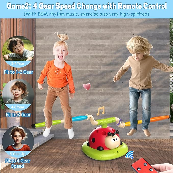 Engfa 3 in 1 Musical Jump, Toss Ring Game and Stomping Launch Rocket Launcher for Kids Toys for Girls Boys 3-5, Sports & Outdoors Toy for Ages 5-7 with Remote Control Outside Toys for Kids Ages 4-8
