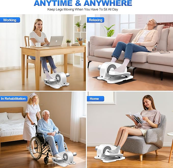 Under Desk Elliptical Machine-Elliptical Exercise Machine,Portable Silent Elliptical Machine for Seniors with Remote Control,12 Speeds & Mute Function,Manual & Auto Mode