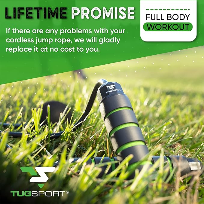 Weighted Cordless Jump Rope - Adjustable Length Ropes Ropeless Jump Rope For Beach Body - Eliminate Dad Bod With Indoor Jumprope - Cordless Jumping Rope Great For Improving Fitness In Small Spaces