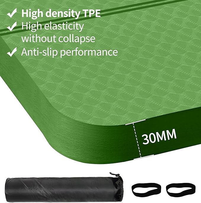 nuveti Large Exercise Mat - 15mm/20mm/30mm Thick Yoga Mat | Workout Mat for Fitness, Yoga, Pilates, Stretching & Floor Exercises for Women & Men with Free Carrying Bag