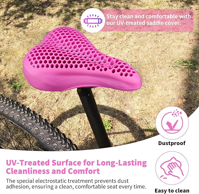 DAWAY Comfortable Bike Seat Cover - Silicone Gel & Memory Foam Padded Bike Seat Cushion for Men Women - Soft Bicycle Saddle Cover for Peloton, Stationary Exercise, Mountain Road Bikes - XL/Large/Small