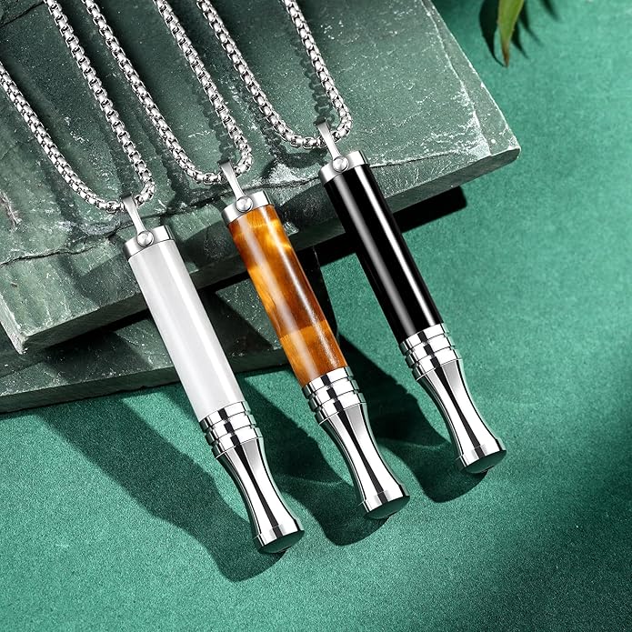 Breathing Necklace, Breathe Free Necklace for Stress Relief, Meditation & Relaxation, Anxiety Necklace Mindful Breathefree Calm Tool with Plant Cores, Natural Switch from Bad Habit