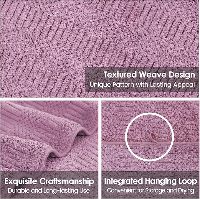 JML Microfiber Bath Towels, Large Bathroom Towel 2 Pack (30" x 60"), Oversized, Soft, Super Absorbent and Fast Drying, Multipurpose Use for Sport, Fitness, Yoga, Diamond Cross Grid Purple