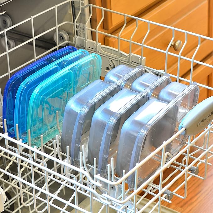 Youngever 7 Sets Bento Lunch Box, Meal Prep Containers, Reusable 3 Compartment Plastic Divided Food Storage Container Boxes