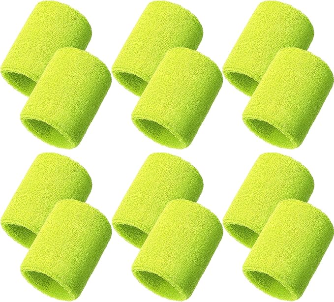 12 Pack Sweatbands Sports Wristband Cotton Sweat Band for Men and Women, Good for Tennis, Basketball, Running, Gym, Working Out