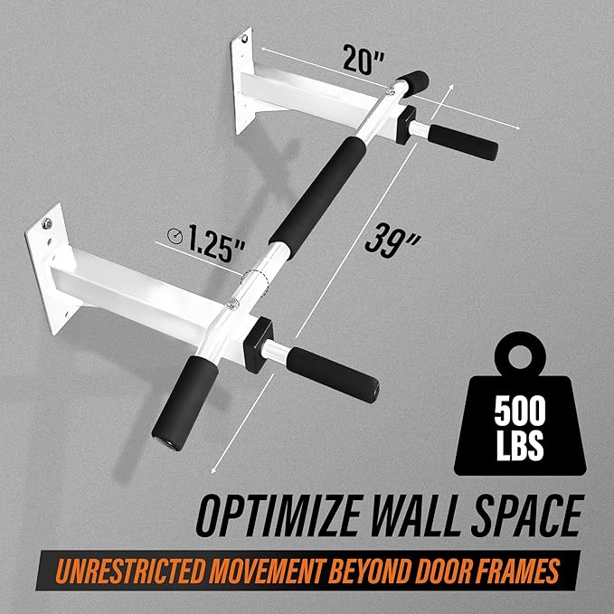 Yes4All Pull Up Bar Wall Mounted - Multifunctional Wall Mounted Pull Up Bar for Home Gym Workout Strength Training Equipment