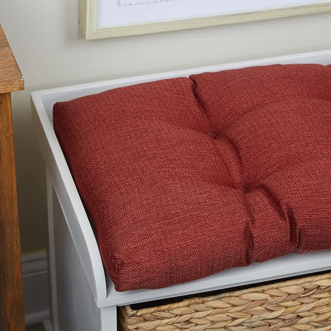 Klear Vu The Gripper Omega Non-Slip Tufted Bench Cushion for Indoor Furniture, Entryway Storage, Bay Window, Corner Nook or Piano Seat, 33 Inches, 09 Flame