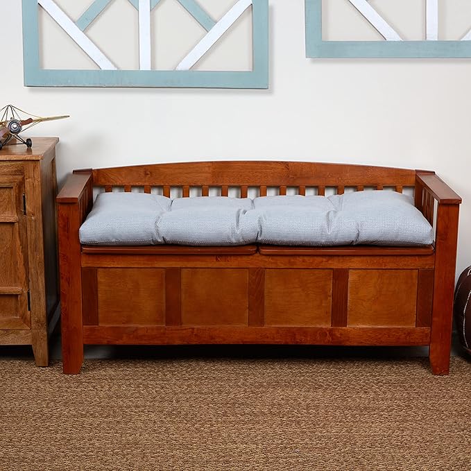 Klear Vu The Gripper Omega Non-Slip Tufted Bench Cushion for Indoor Furniture, Entryway Storage, Bay Window, Corner Nook or Piano Seat, 43 Inches, Gray