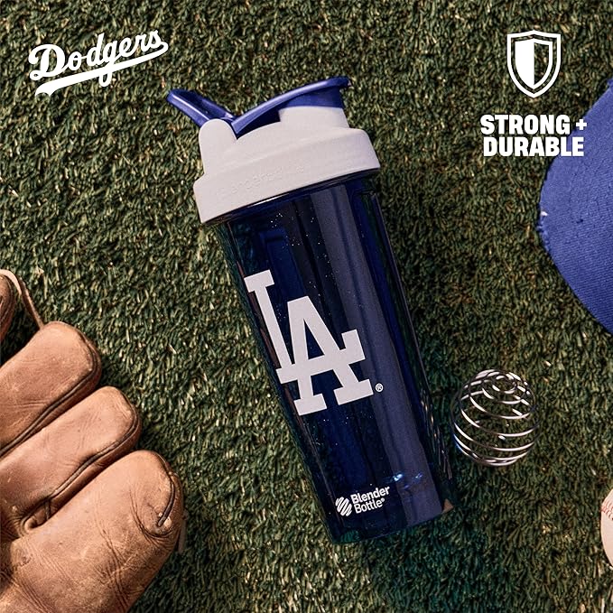 BlenderBottle Shaker Bottle Pro Series Perfect for Protein Shakes and Pre Workout, 28-Ounce, White/Blue (Los Angeles Dodgers)