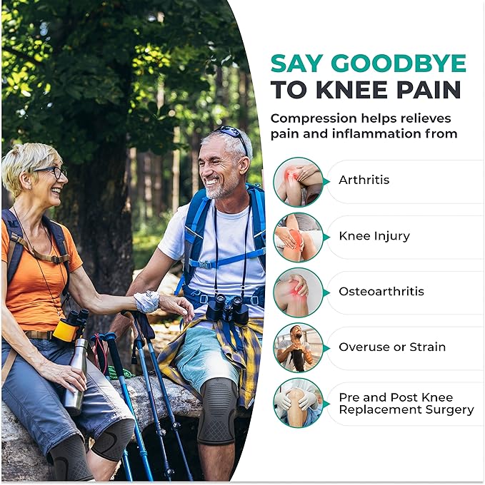 Modvel Compression Knee Brace for Women & Men - 2 Pack Knee Brace for Women Running Knee Pain, Knee Support Compression Sleeve, Workout Sports Knee Braces for Meniscus Tear ACL & Arthritis Pain Relief