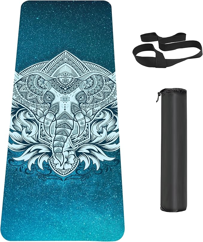 Non Slip Yoga Mat TPE Workout Mat for Men Women, Thick Workout Mat with Carrying Strap, Fitness Mats for Exercise, Yoga, Fitness, Pilates, Floor Workouts (72" x 24" x 6mm)