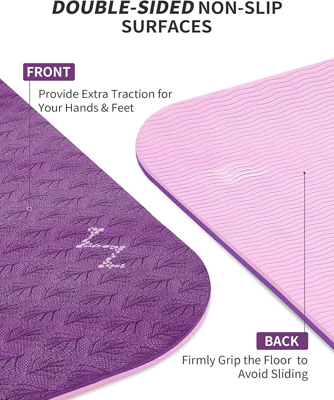 CAMBIVO Large Yoga Mat (6'x 4'), Extra Wide Workout Mat for Men and Women, Yoga Mat Thick 1/3 &1/4 Exercise Mats for Home Workout, Yoga, Pilates (Black,1/4 inch)