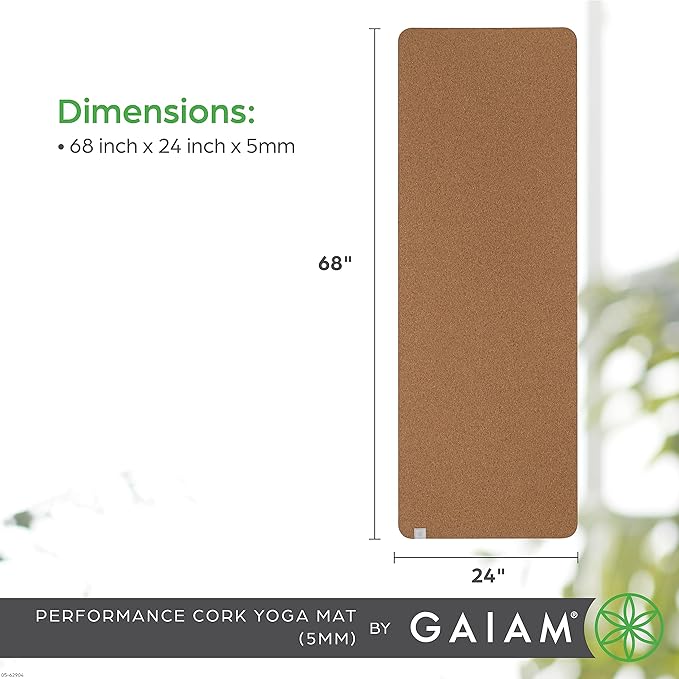 Gaiam Yoga Mat - Premium 5mm Solid Thick Non Slip Exercise & Fitness Mat for All Types of Yoga, Pilates & Floor Workouts (68" x 24" x 5mm)