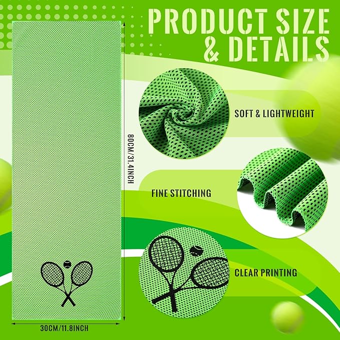 12 Count Cooling Towel Tennis Breathable Chilly Towel 32'' x 12'' Soft Tennis Ice Neck Wrap Workout Sweat Washcloths for Sports Gym Microfiber Dishcloths for Coach Gifts
