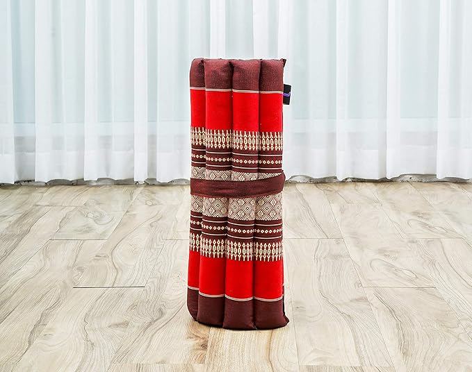 Leewadee Meditation Cushion Set – 1 Small Zafu Yoga Pillow and 1 Small Roll-Up Zabuton Mat Filled with Kapok